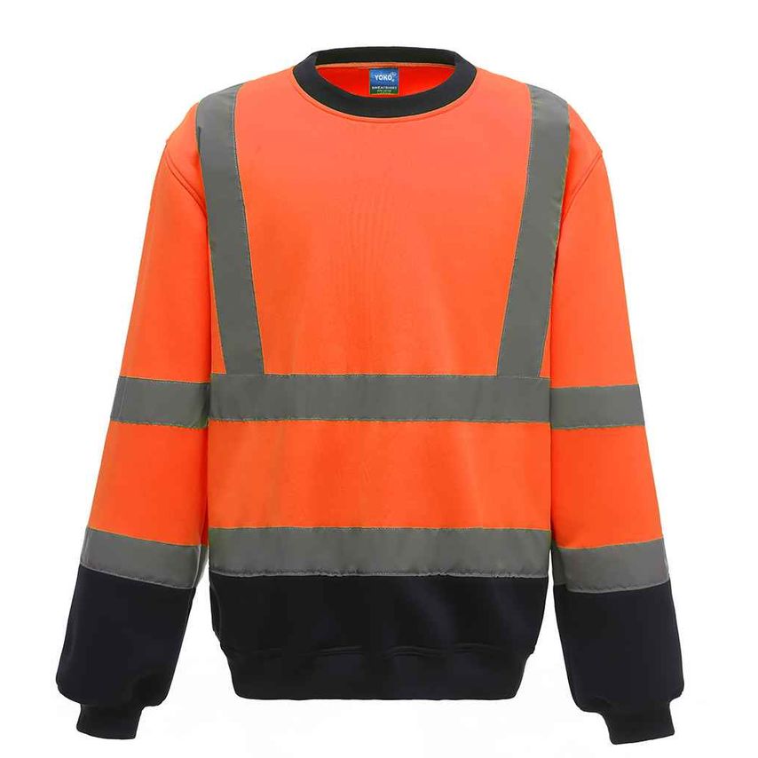 YOKO Hi-Vis Sweatshirt Mens Orange/Navy - YK030 OR/NV S