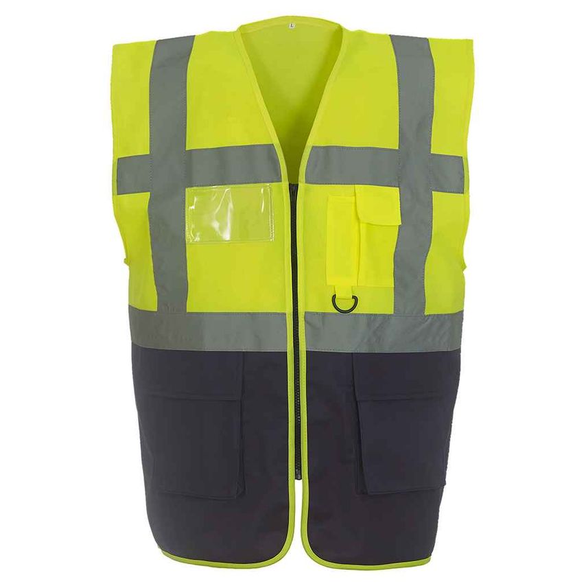 YOKO Executive Waistcoat Mens Yellow/Navy - YK103 YL/NV XXL