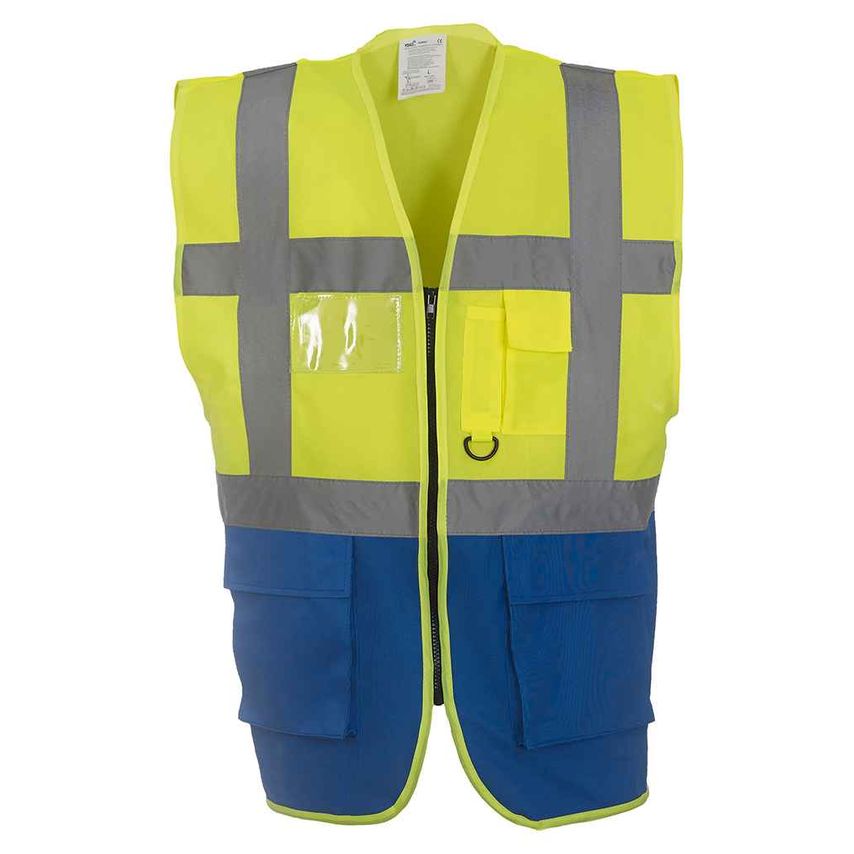 YOKO Executive Waistcoat Mens Yellow/Royal Blue - YK103 YL/RY L