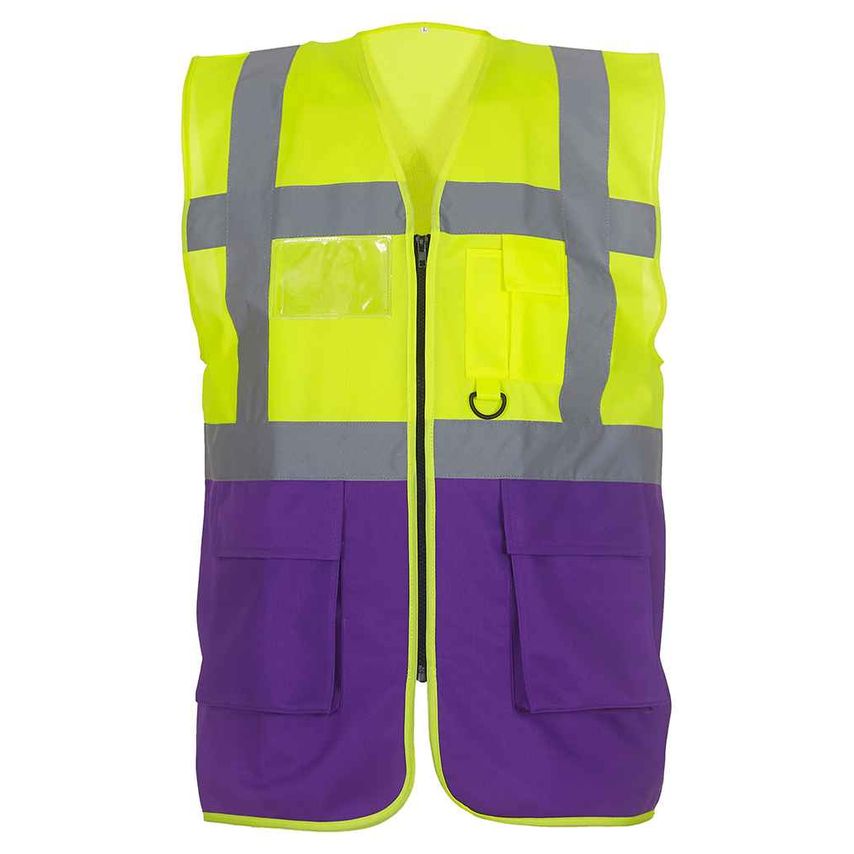 YOKO Executive Waistcoat Mens Yellow/Purple - YK103 YL/PR XXL