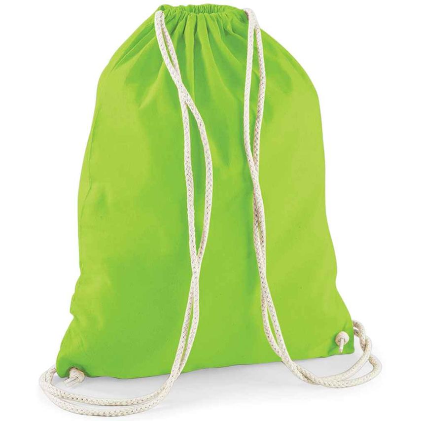 Westford Mill Cotton Gymsac Lime Green - W110 LIM ONE