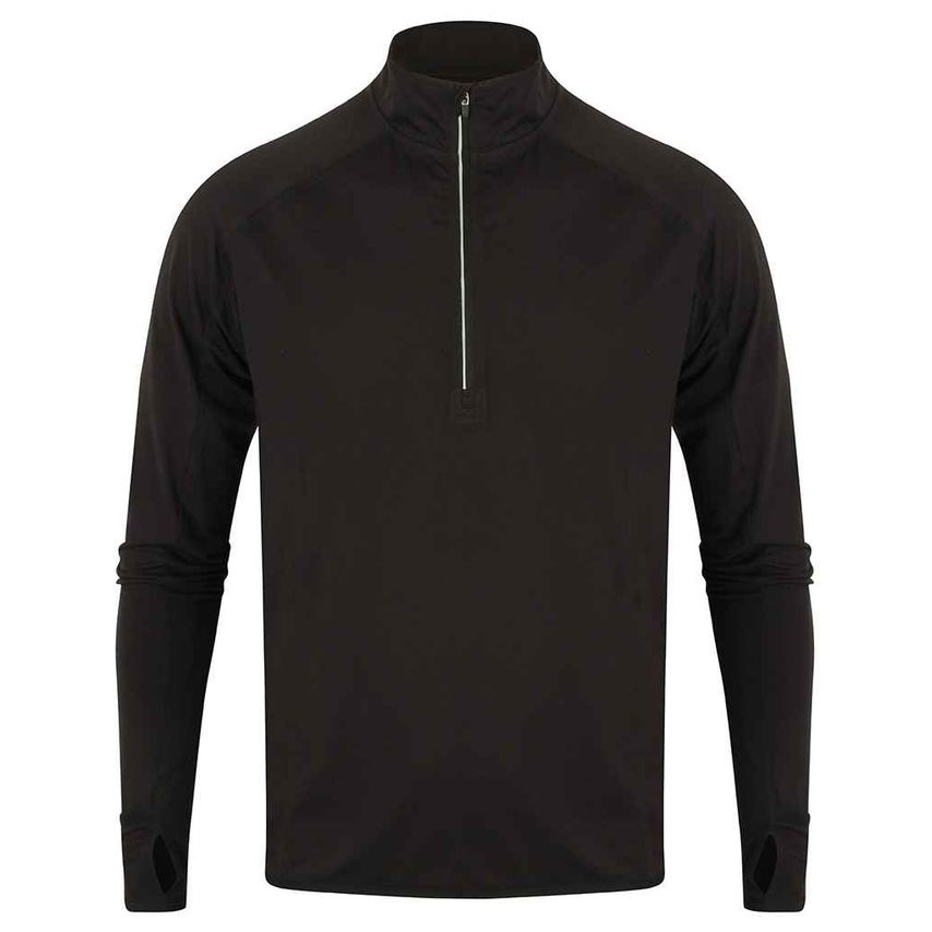 Tombo Long Sleeve Zip Neck Performance Top Mens Black TL562 Black L