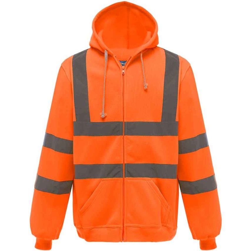 YOKO Hi-Vis Zip Hoodie Mens Orange - YK032 ORA M