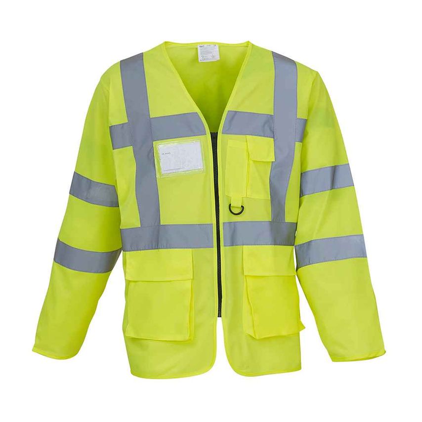 YOKO Hi-Vis Executive Long Sleeve Waistcoat Mens Yellow - YK108 YEL S