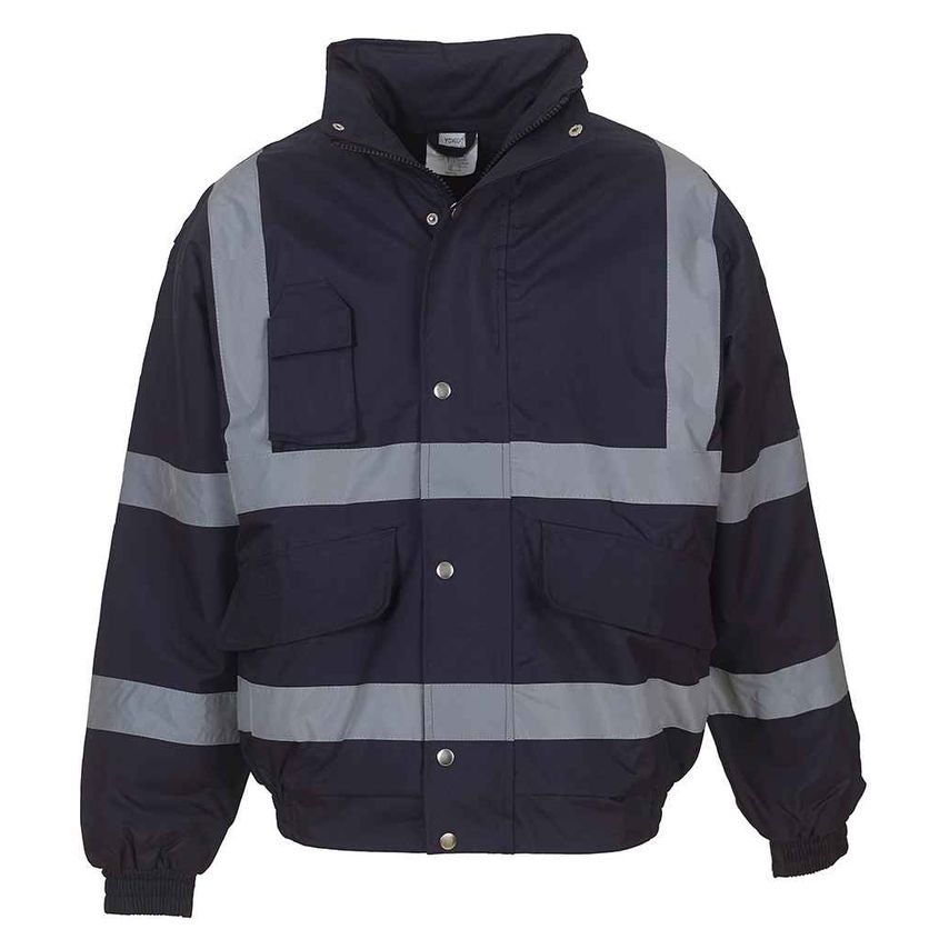 YOKO Hi-Vis Classic Bomber Jacket Mens Navy - YK200 NAV XL