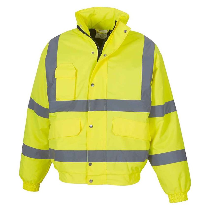 YOKO Hi-Vis Classic Bomber Jacket Mens Yellow - YK200 YEL S