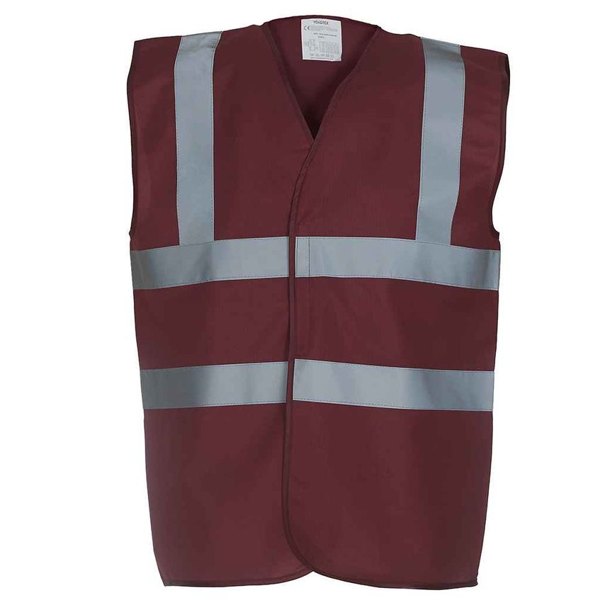YOKO Hi-Vis Two Band and Braces Waistcoat Mens Maroon - YK102 MAR XL