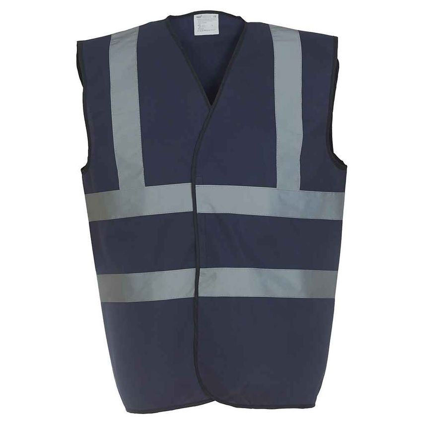 YOKO Hi-Vis Two Band and Braces Waistcoat Mens Navy - YK102 NAV L