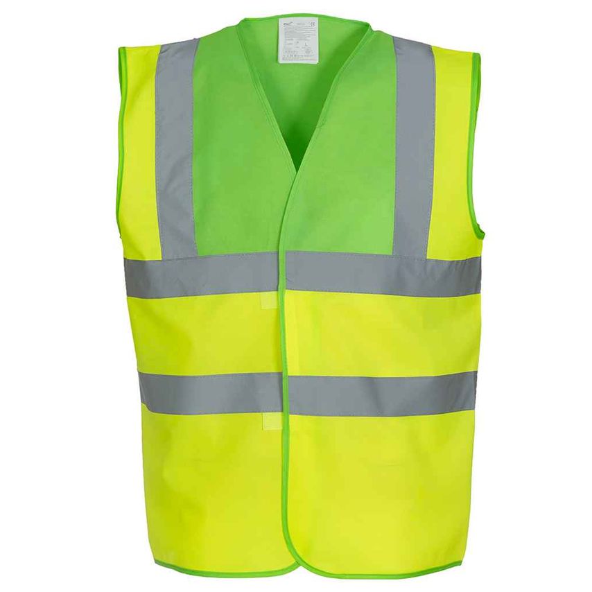YOKO Hi-Vis Two Band and Braces Waistcoat Mens Lime Green/Yellow - YK102 LI/YL X