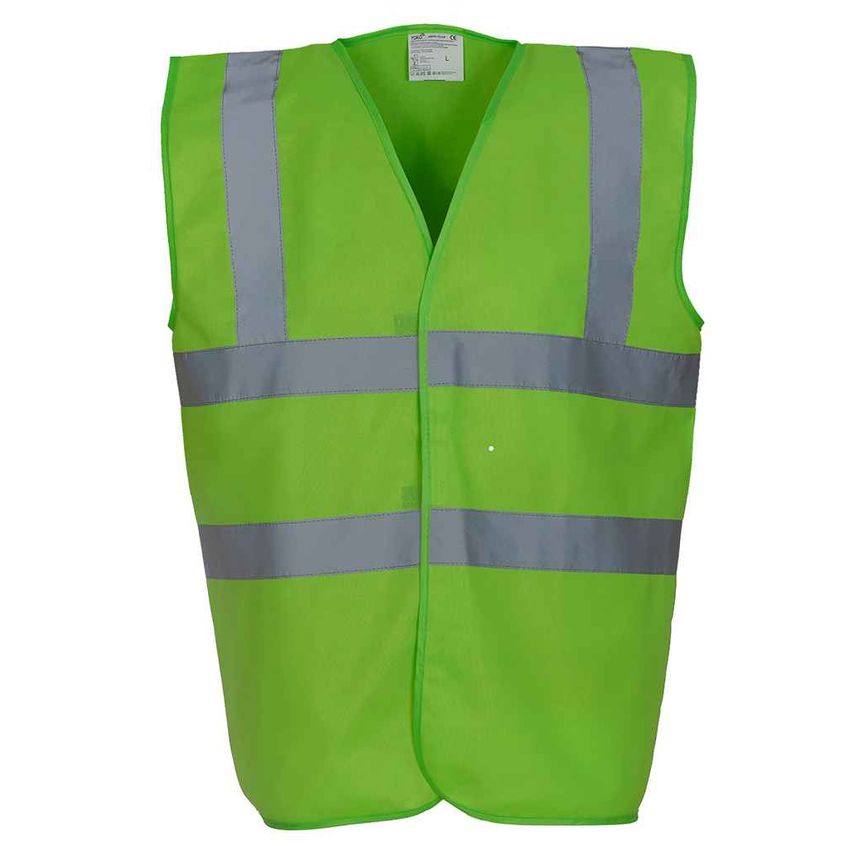 YOKO Hi-Vis Two Band and Braces Waistcoat Mens Lime Green - YK102 LIM L