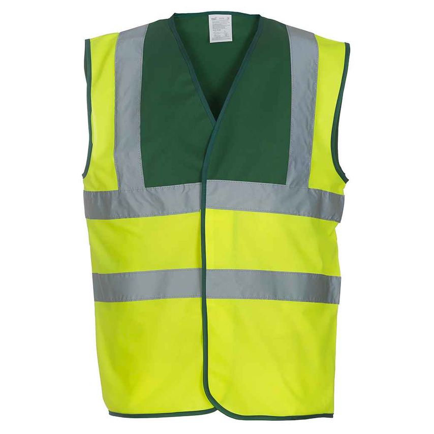 YOKO Hi-Vis Two Band and Braces Waistcoat Mens Paramedic Green/Yellow - YK102 PC