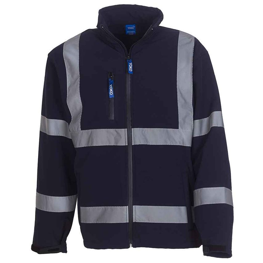 YOKO Hi-Vis Soft Shell Jacket Mens Navy - YK206 NAV XXL