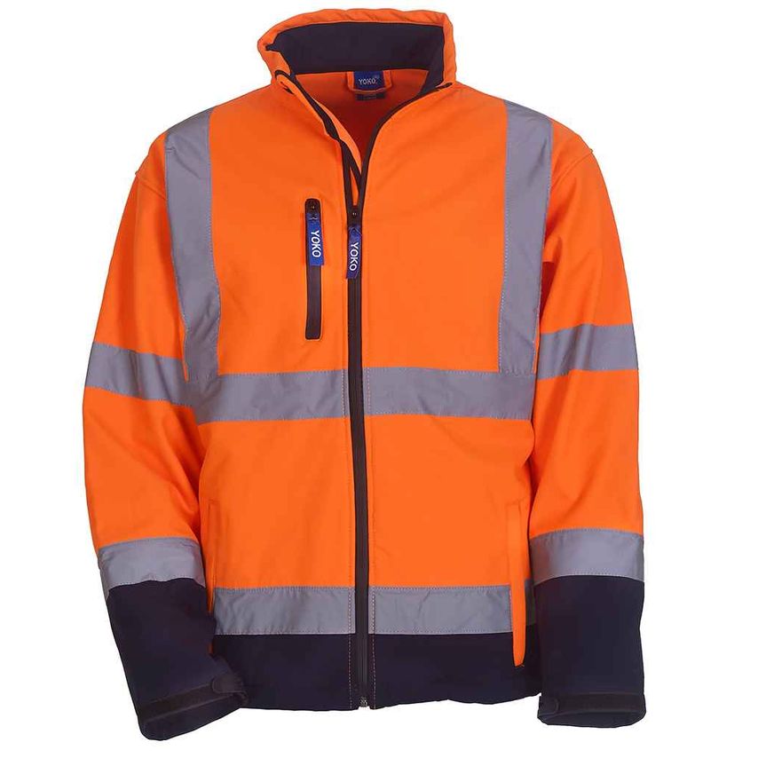 YOKO Hi-Vis Soft Shell Jacket Mens Orange/Navy - YK206 OR/NV XXL