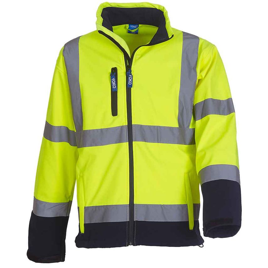 YOKO Hi-Vis Soft Shell Jacket Mens Yellow/Navy - YK206 YL/NV 3XL