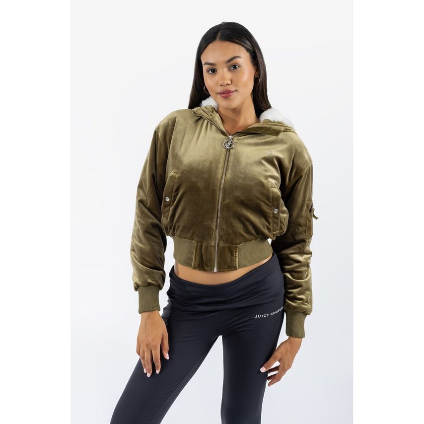 Juicy Couture Rydl Bomber Jacket Dark Olive Size Large Female
