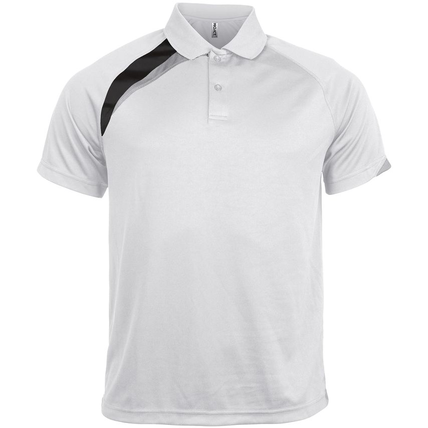Adults' Short-Sleeved Sports Polo Shirt White/Black/Storm Grey S