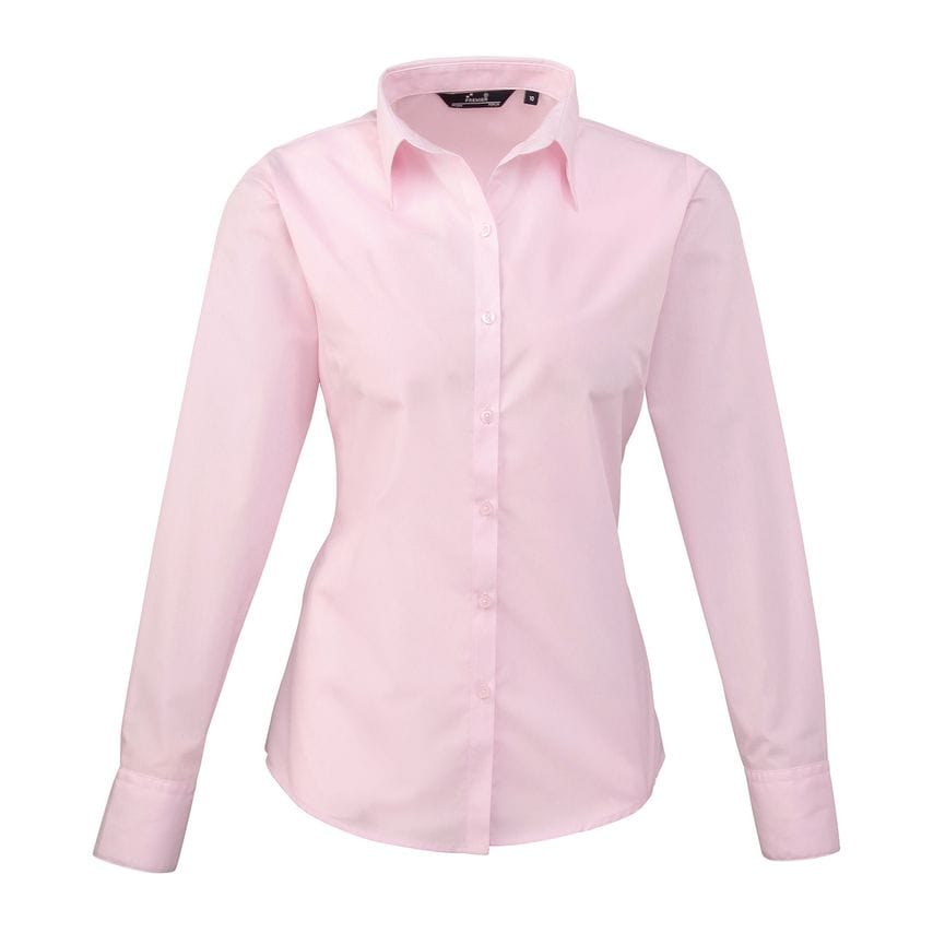 Premier Women's Poplin Long Sleeve Blouse Pink 10