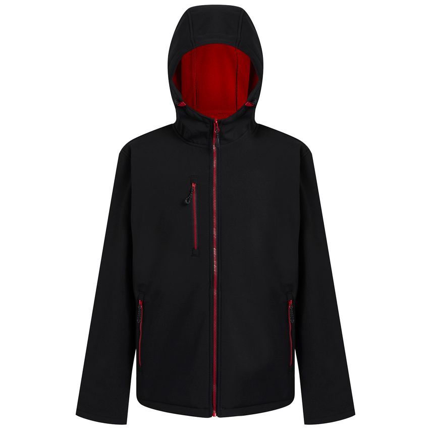 Regatta Professional Navigate 2-Layer Hooded Softshell Jacket Black/Classic Red