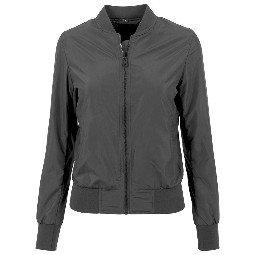Build Your Brand Women's Nylon Bomber Jacket Black M
