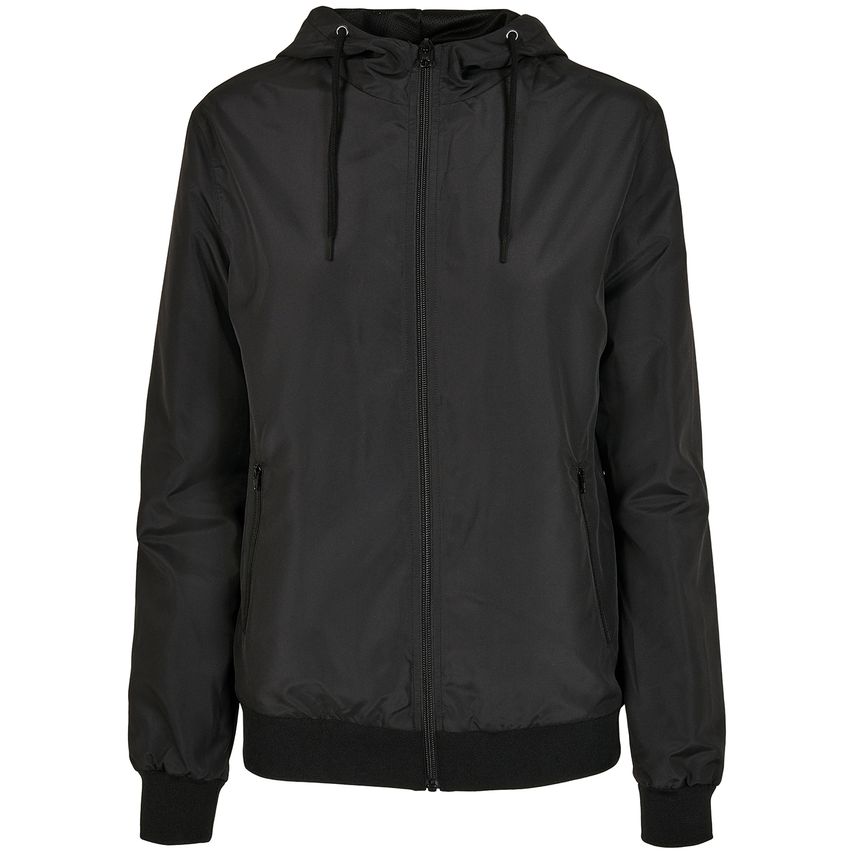 Build Your Brand Women's Recycled Windrunner Black/Black 4XL