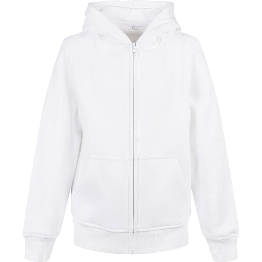 Build Your Brand Organic Kids Basic Zip Hoodie White 45448