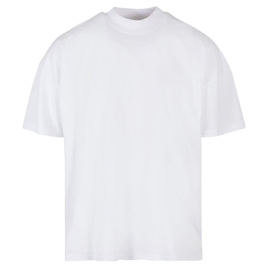 Build Your Brand Oversized Mock Neck Tee White XS