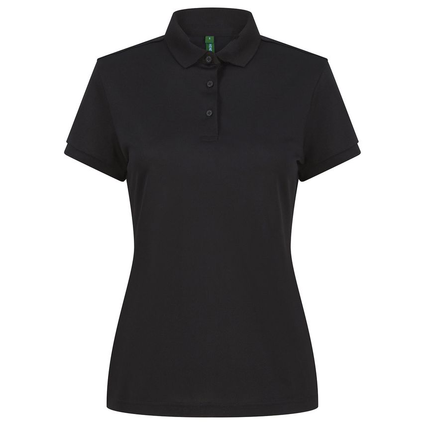 Henbury Women S Recycled Polyester Polo Shirt Black 2XL