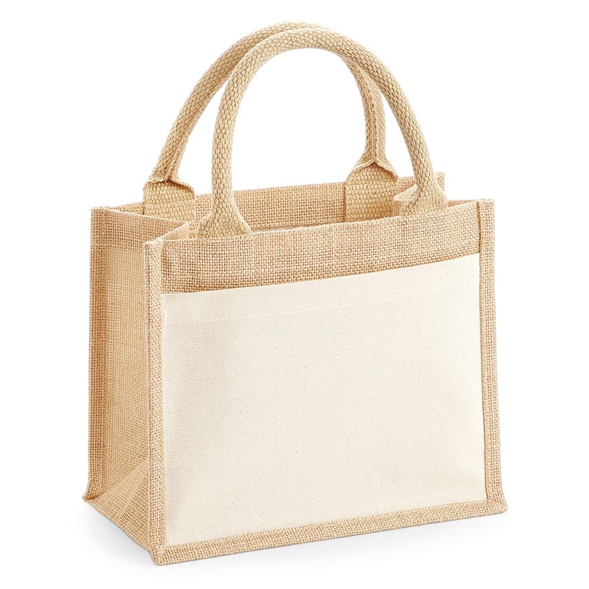 Westford Mill Cotton Pocket Jute Gift Bag Natural One Size