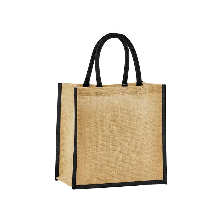 Westford Mill Natural Starched Jute Mini Gift Bag Natural/Black One Size