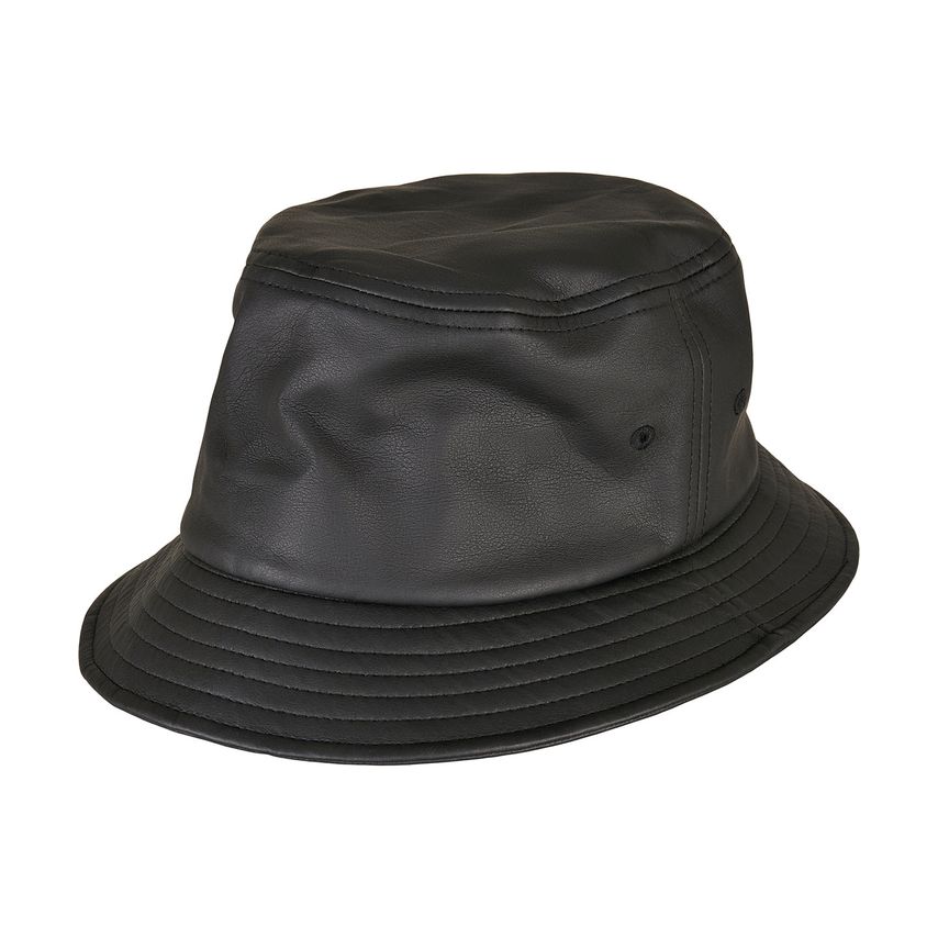 Flexfit Imitation Leather Bucket Hat (5003IL) Black One Size