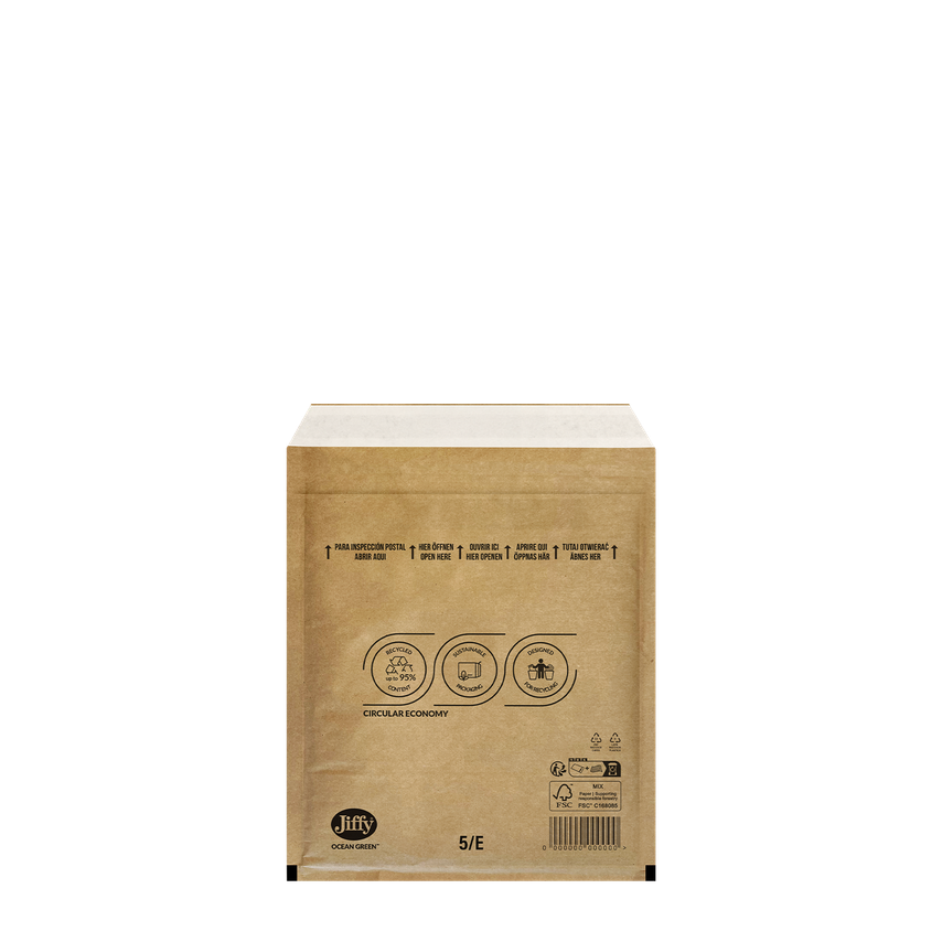 Jiffy Ocean Green Uncoated Bubble Mailer - Brown - OG2 - 220mm x 265mm Pack of 1