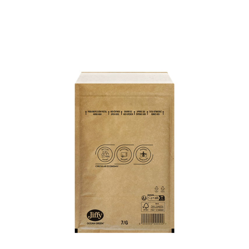 Jiffy Ocean Green Uncoated Bubble Mailer - Brown - OG4 - 230mm x 335mm Pack of 1
