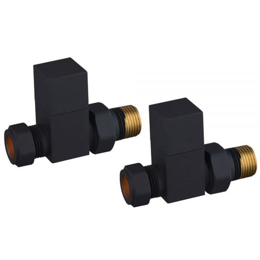 RVUK LTD Manual Square Black Straight Radiator Valve Pack (Pairs) - H56.5mm x W8