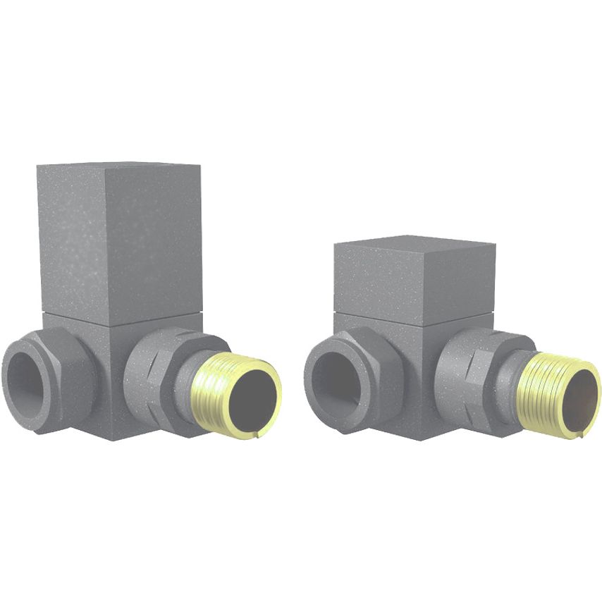 Manual Square Basalt Grey Corner Radiator Valve Pack (Pairs) - H58.8mm x W42.65mm