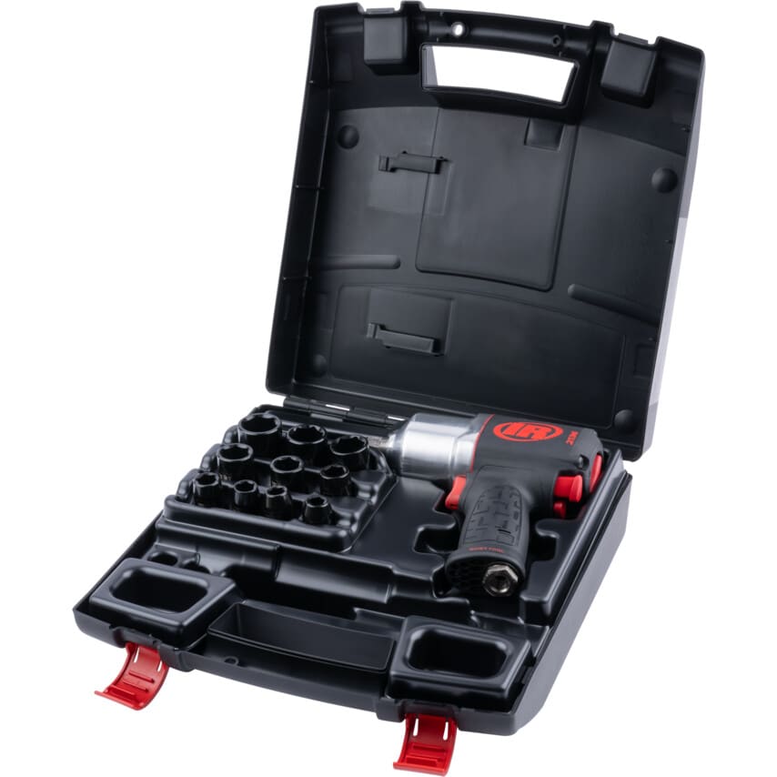 Ingersoll-Rand 1/2in Air Impact Wrench 1500NM Torque Kit with 10 Sockets