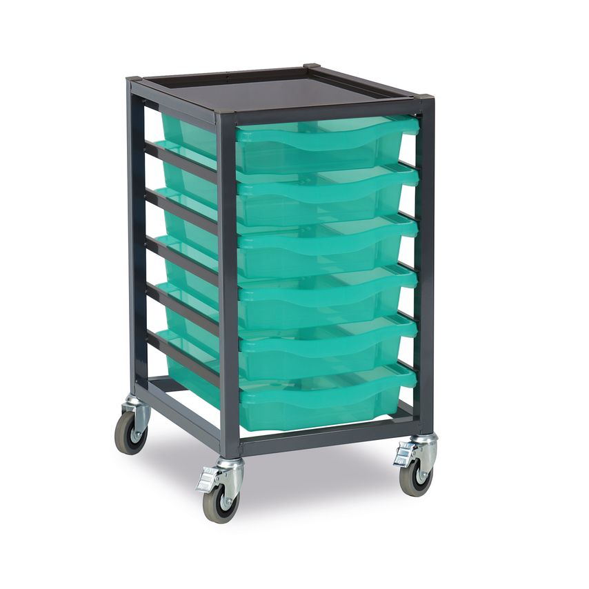 Monarch 6 Tray Single Column Metal Trolley (1 Column of 6), Charcoal Frame - W39