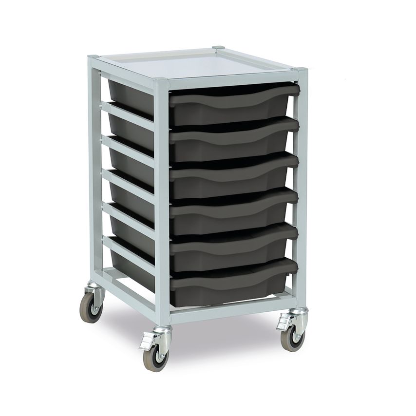 Monarch 6 Tray Single Column Metal Trolley (1 Column of 6), Grey Frame - W390 X