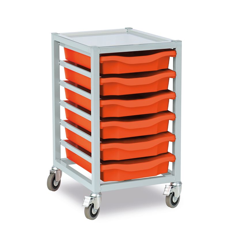Monarch 6 Tray Single Column Metal Trolley (1 Column of 6), Grey Frame - W390 X