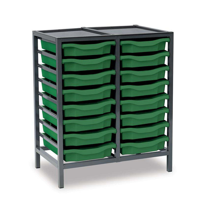 16 Tray Double Column Metal Trolley