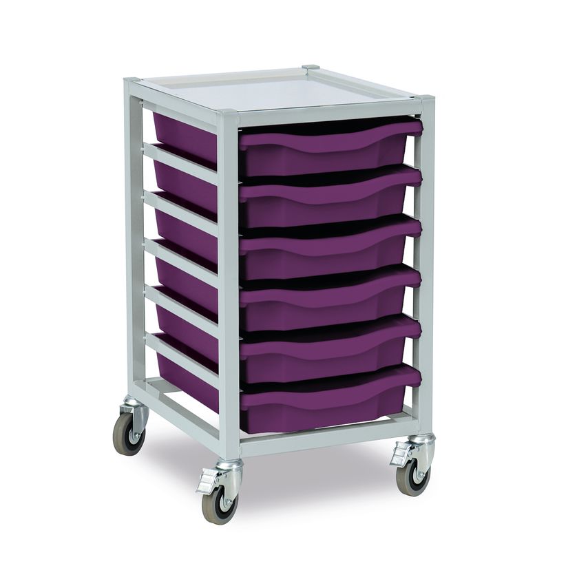 Monarch 6 Tray Single Column Metal Trolley (1 Column of 6), Grey Frame - W390 X