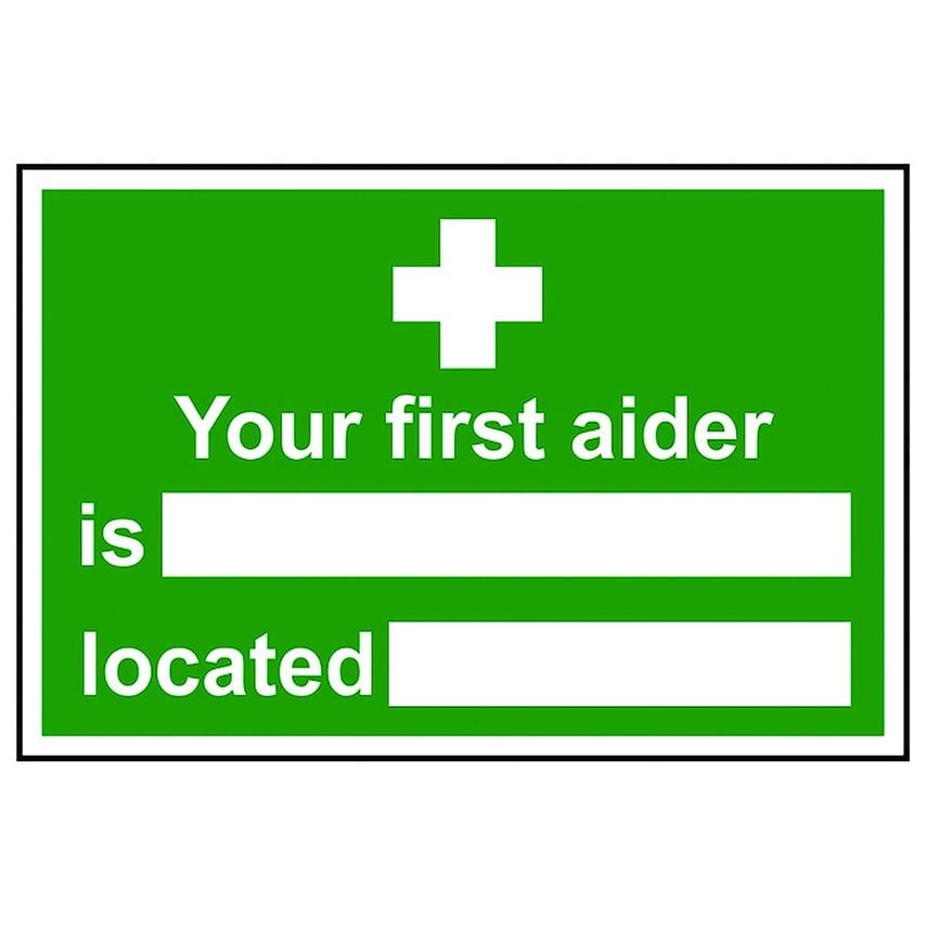 Hosefit 300 x 200mm Your First Aider is Located Sign - CEN-1551