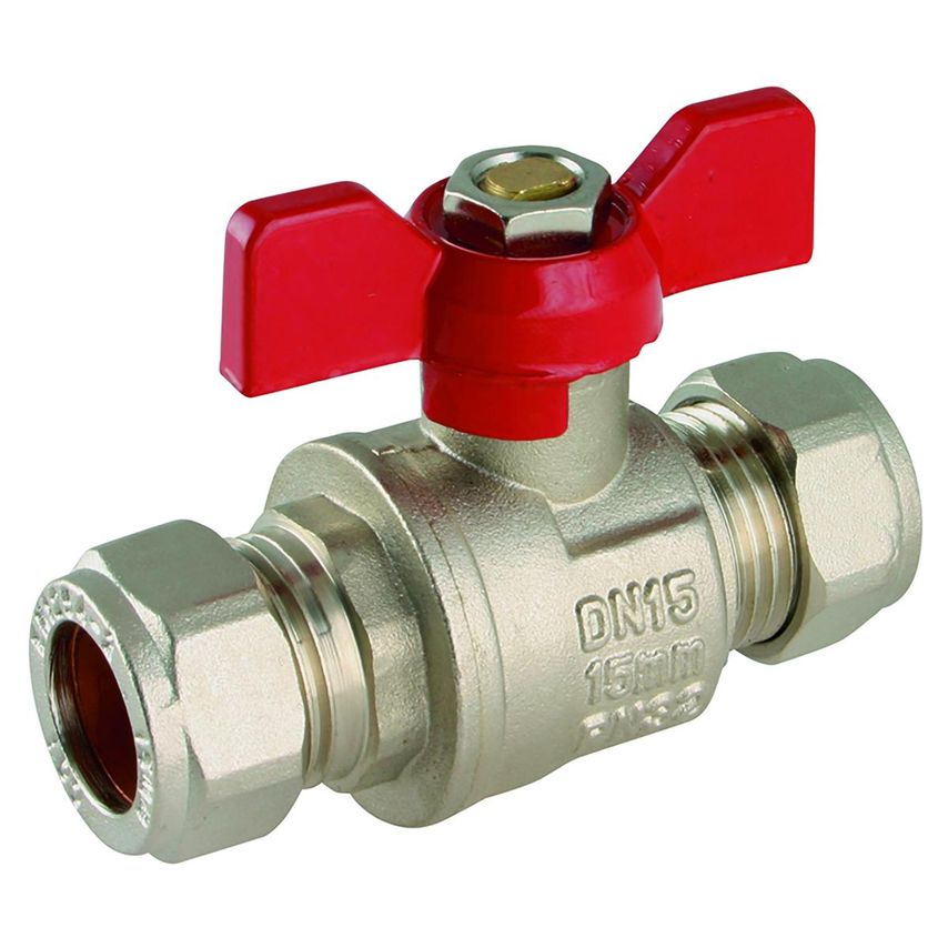 Centreglow 15 mm OD Brass Ball Valve Red Handle WRAS - EPS-102450 Ball Valves
