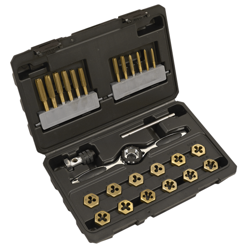Premier Hexagonal Tap and Die Set 26 Piece Hexagonal SAE/Imperial Titanium Coate