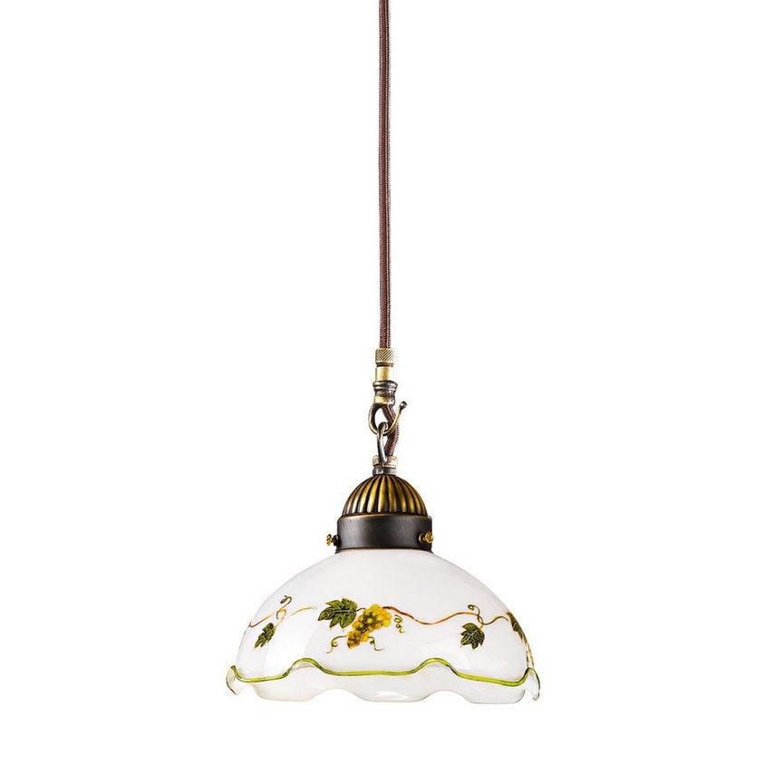 Kolarz Lighting Nonna Cottage Style Glass Dome Pendant Light - Matt Antique Bras