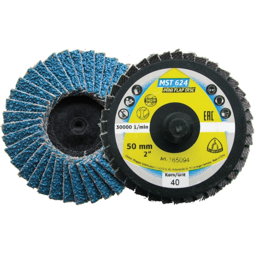 Klingspor MST624 Mini Flap Disc 75mm P60 Quick Roll Connect (Pack of 10)