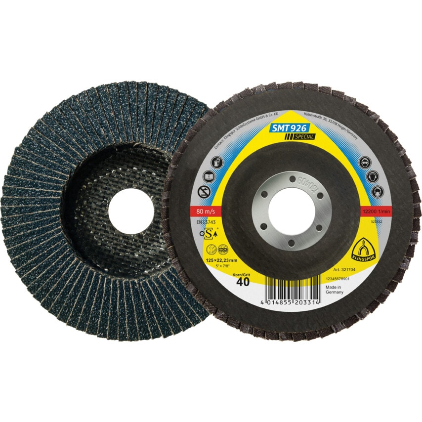 Klingspor SMT926 Flap Disc 125X22.23mm P80 Convex (Pack of 10)
