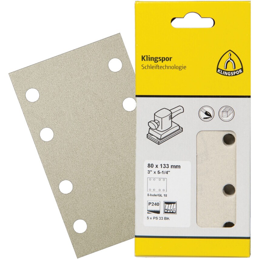 Klingspor PS33CK Self-Fastening Paper Strip 70X125mm P100 No Hole (Pack of 100)