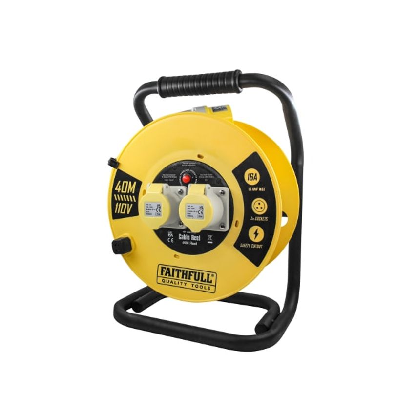 Open Cable Reel 110V 40m 16A 2 Socket (1.5mm Cable)