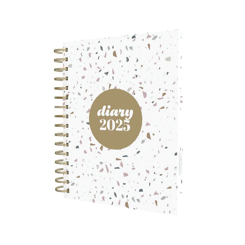 Day to Page Diary Scandi Terrazzo Design A5 White - E-PW51.WHTZ-25