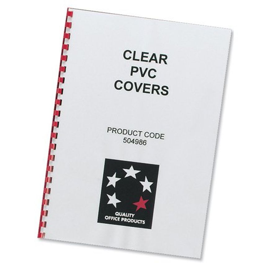 Comb Binding Covers PVC 200 Micron A4 Clear (Pack of 100)